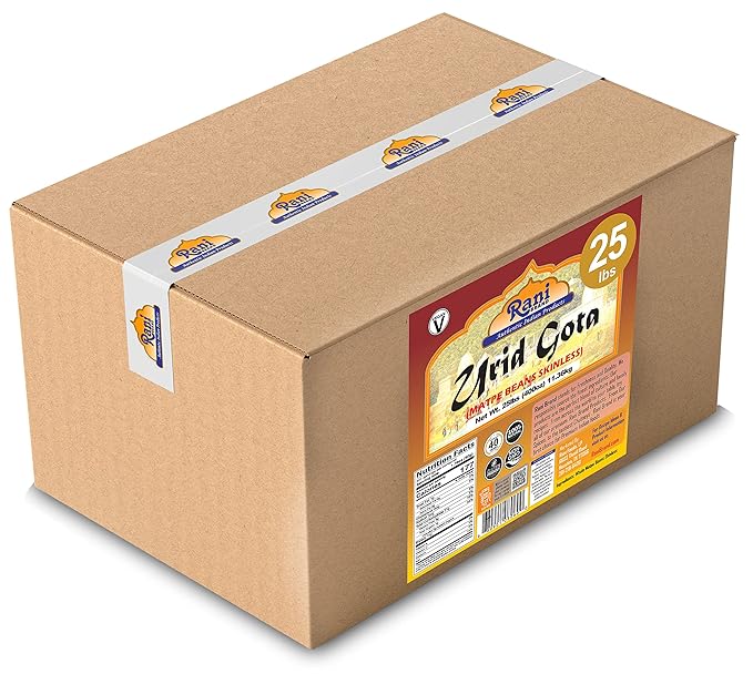 Rani Urid/Urad Gota White (Matpe Beans Skinless) Indian Lentils 400oz (25lbs) 11.36kg Bulk Box ~ All Natural | Gluten Friendly | Non-GMO | Kosher | Vegan | Indian Origin