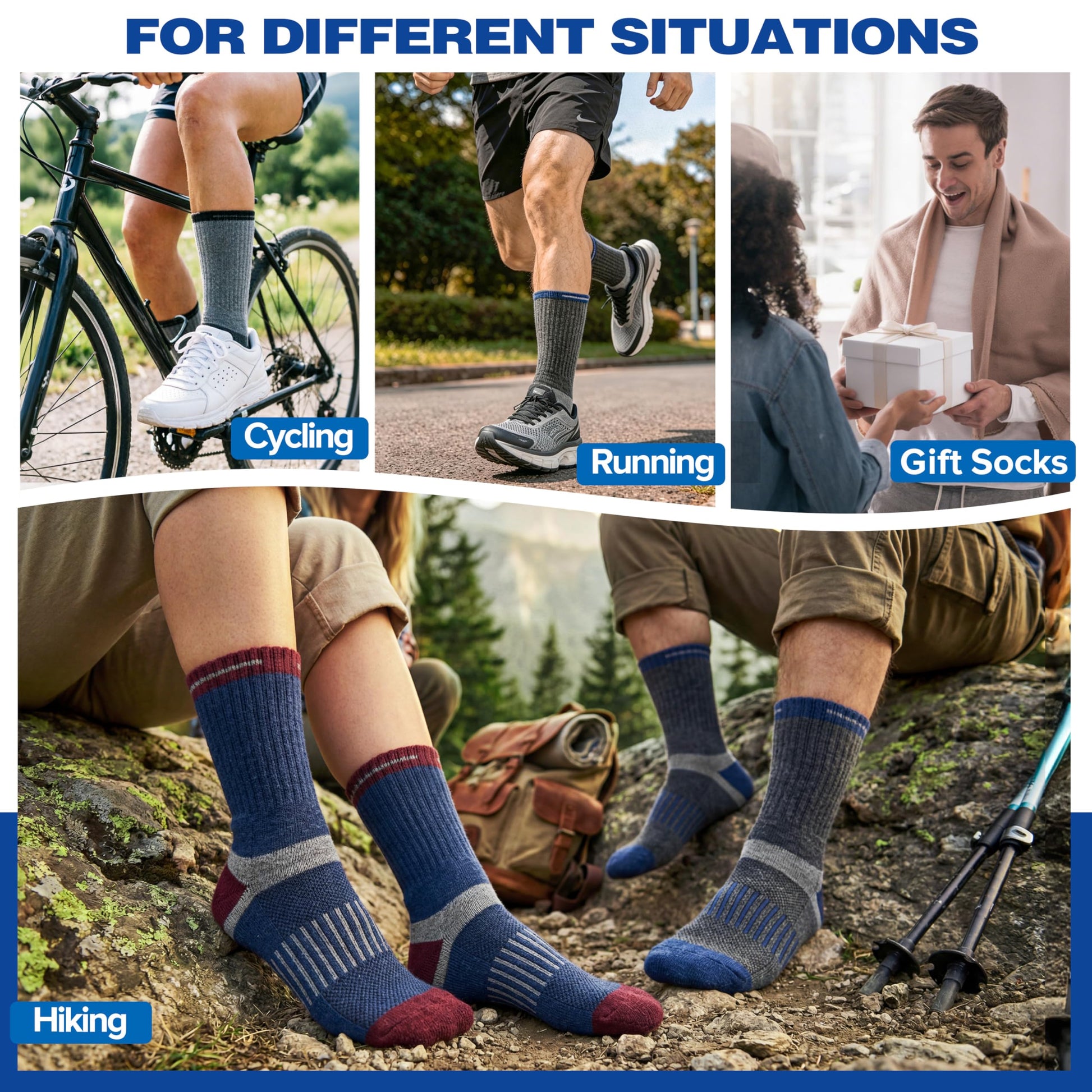 MOGGEI Merino Wool Hiking Socks for Men Warm Thermal Winter Cozy Work Crew Socks Gifts Stocking