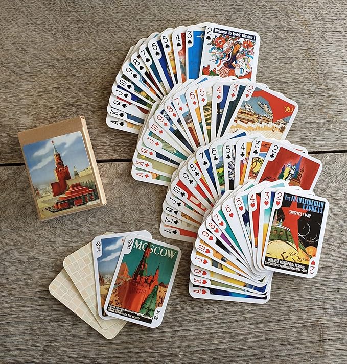 Travel Russia Playing Cards (Poker Deck 54 Cards All Different) Vintage Russia USSR Moscow Kremlin Airline Railroad Travel Poster