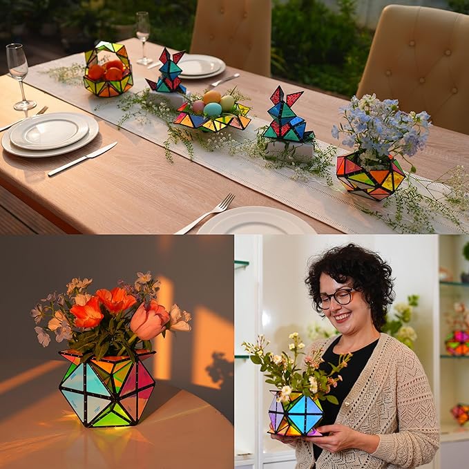 TOSY Magnet Pyramid Glow - 1 Cube Transforms into 1 Billion Shapes, 12 Pieces, 243 Rare Earth Magnets, Glowing, Holographic Design Magnet Tiles Creative Puzzle STEM/STEAM Toy, 4-Pack