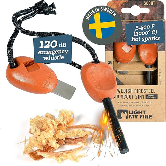 Light My Fire Flint Fire Starter Ferro Rod Survival Tool Scout — Fire Steel Bushcraft Gear — Flint and Steel Magnesium Fire Starter Kit — 2-in-1 Fire Starters for Campfires — 3,000 Strikes