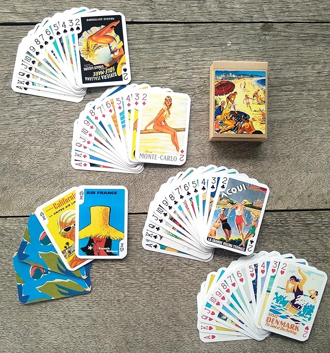 ON The Beach Travel Posters Playing Cards (Poker Deck 54 Cards All Different) Vintage Retro Classic Travel Posters Britain USA