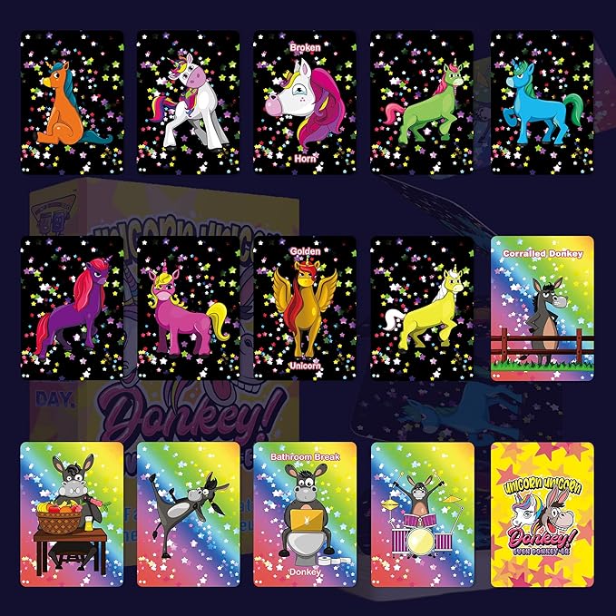 Unicorn Unicorn Donkey! Even Donkey-er - A Fast, Fun Card Game for Kids & Families. Outsmart Your Opponents and Keep Those Dorkey Donkeys Away! Ages 4+ | 2-6 Players | from PBN'J Games