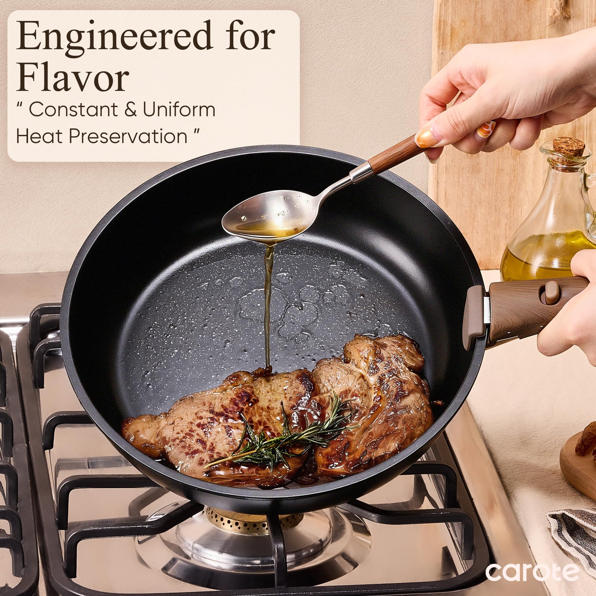CAROTE 19pcs Pots and Pans Set Non Stick, Detachable Handle Cookware Set