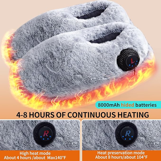 Rechargeable Walking Foot Warmer for Cold Feet, Cordless Graphene Heated Boots for Women Indoor, 4-8 Hours Heat, Washable & Removable, Electric Heated Slippers