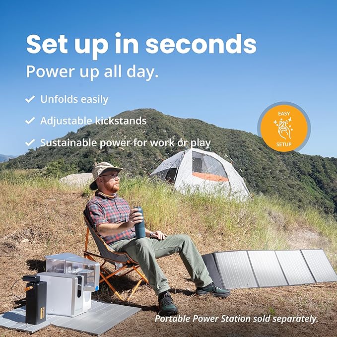 Ideal Living Portable Solar Panel IL100 | Lightweight, Water Resistant, with Built-in Voltage Converter | for Camping, Travel, Emergencies & Power Outages | USB Ports