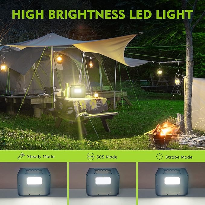 Portable Solar Generator, 300W Portable Power Station with Foldable 60W Solar Panel, 110V Pure Sine Wave 296Wh Lithium Battery Pack for Home Use RV Van Outdoor Camping, Foldable Panel included