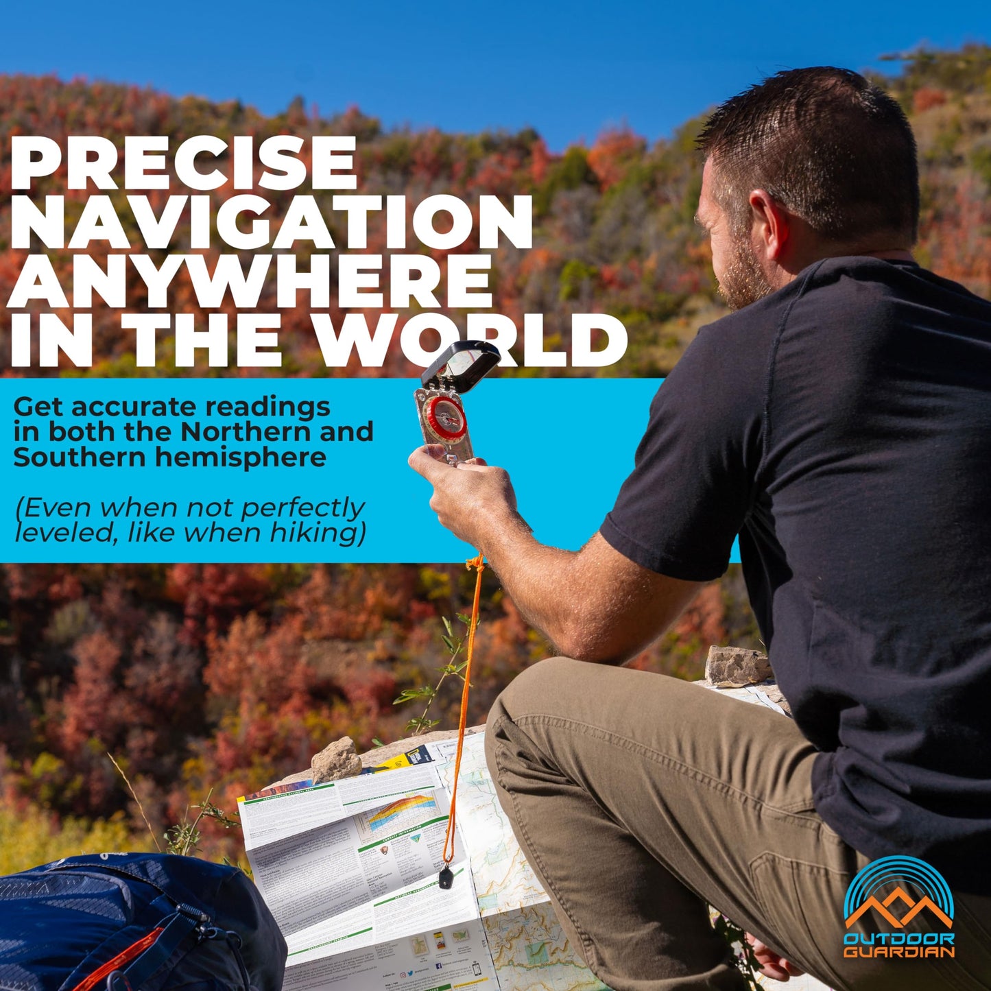 Outdoor Guardian Pathfinder Sighting Compass - Precise Navigation, Hiking and Orienteering Mirror