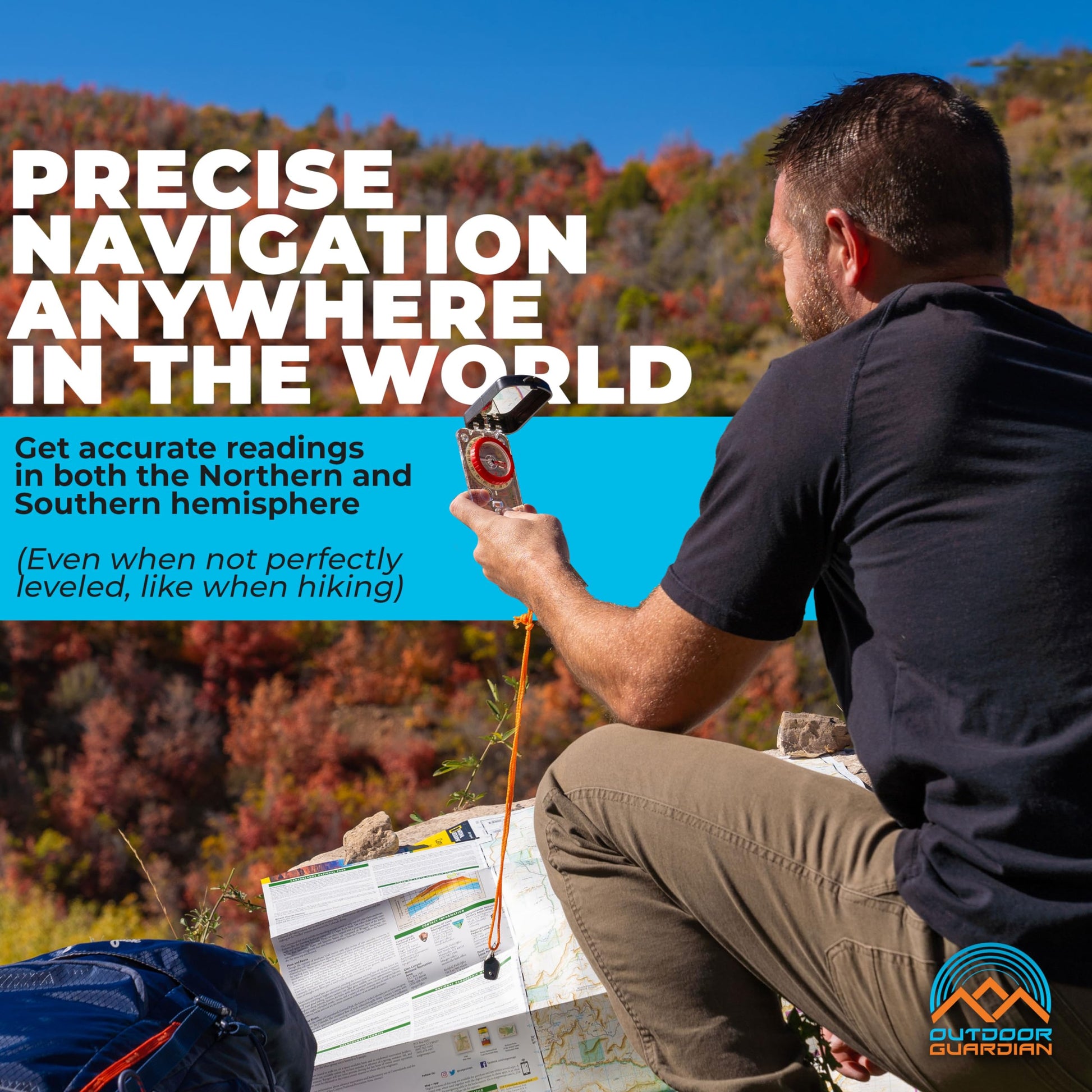 Outdoor Guardian Pathfinder Sighting Compass - Precise Navigation, Hiking and Orienteering Mirror