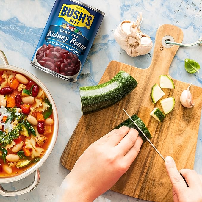 BUSH'S BEST 16 oz Canned Dark Red Kidney Beans, Source of Plant Based Protein and Fiber, Low Fat, Gluten Free, (Pack of 12)