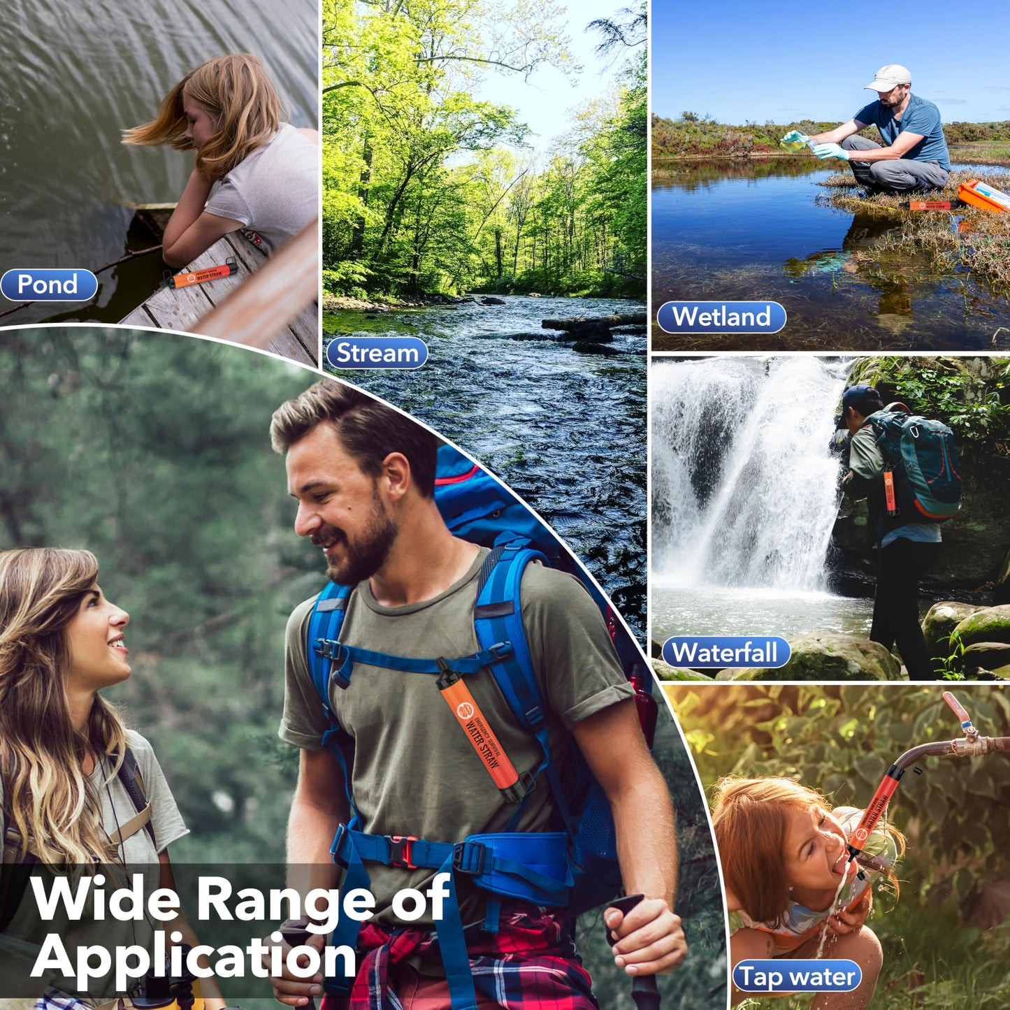 Lormandy Straw Water Filter 8 Pack - Outdoor Camping & Hiking Survival Gear