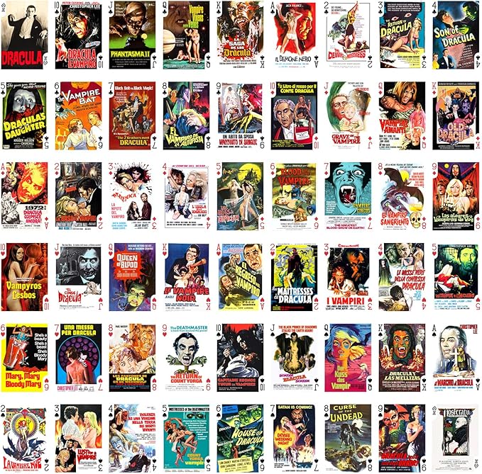 Vampires Playing Cards (Poker Deck 54 Cards All Different) Vintage Trash Horror Movie Poster Dracula Nosferatu