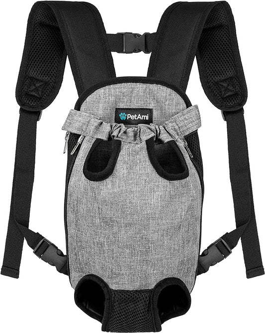 PetAmi Dog Carrier Backpack, Adjustable Pet Cat Front Carrier Backpack, Ventilated Dog Chest Carrier for Hiking Camping Travel, Sling Bag for Small Medium Dog Cat Puppies, Small, 5-9 lbs, Grey