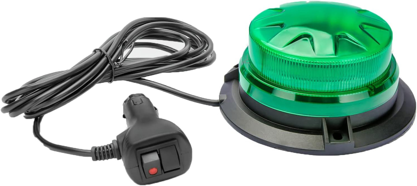 24 LED Emergency Strobe Beacon Light, Magnetic Mount Warning Signal Lamp, 12V-24V Waterproof Flashing Safety Light for Trucks, Forklifts, Tractors & Construction Vehicles (Green/Amber/Blue/Red)