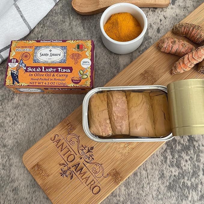 Navigator 3 Flavor Variety Pk Canned Wild Pole & Line Tuna Fillets in Olive Oil (3 Pk, 120g Ea) Turmeric Curry, Basil, Ginger - Hand-Packed Fresh in PORTUGAL - Keto - Paleo - Solid Fillets