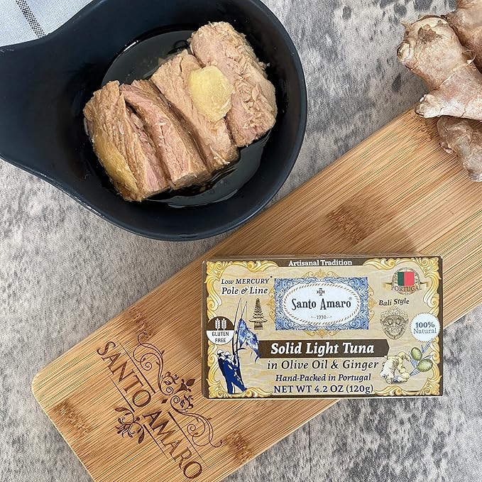 Navigator 3 Flavor Variety Pk Canned Wild Pole & Line Tuna Fillets in Olive Oil (3 Pk, 120g Ea) Turmeric Curry, Basil, Ginger - Hand-Packed Fresh in PORTUGAL - Keto - Paleo - Solid Fillets