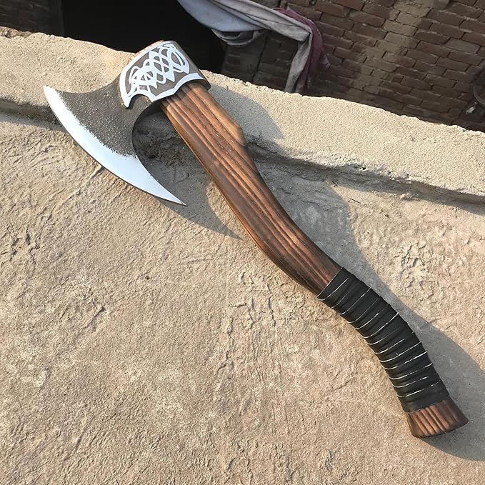 [MDM King Tools] Custom Handmade Viking Axe Medieval Ax with Viking Gift, Hand Axes, Viking Gifts for Men, Camping Tomahawk, Bearded, Ragnar Axe with Leather Sheath (Ngarzila)