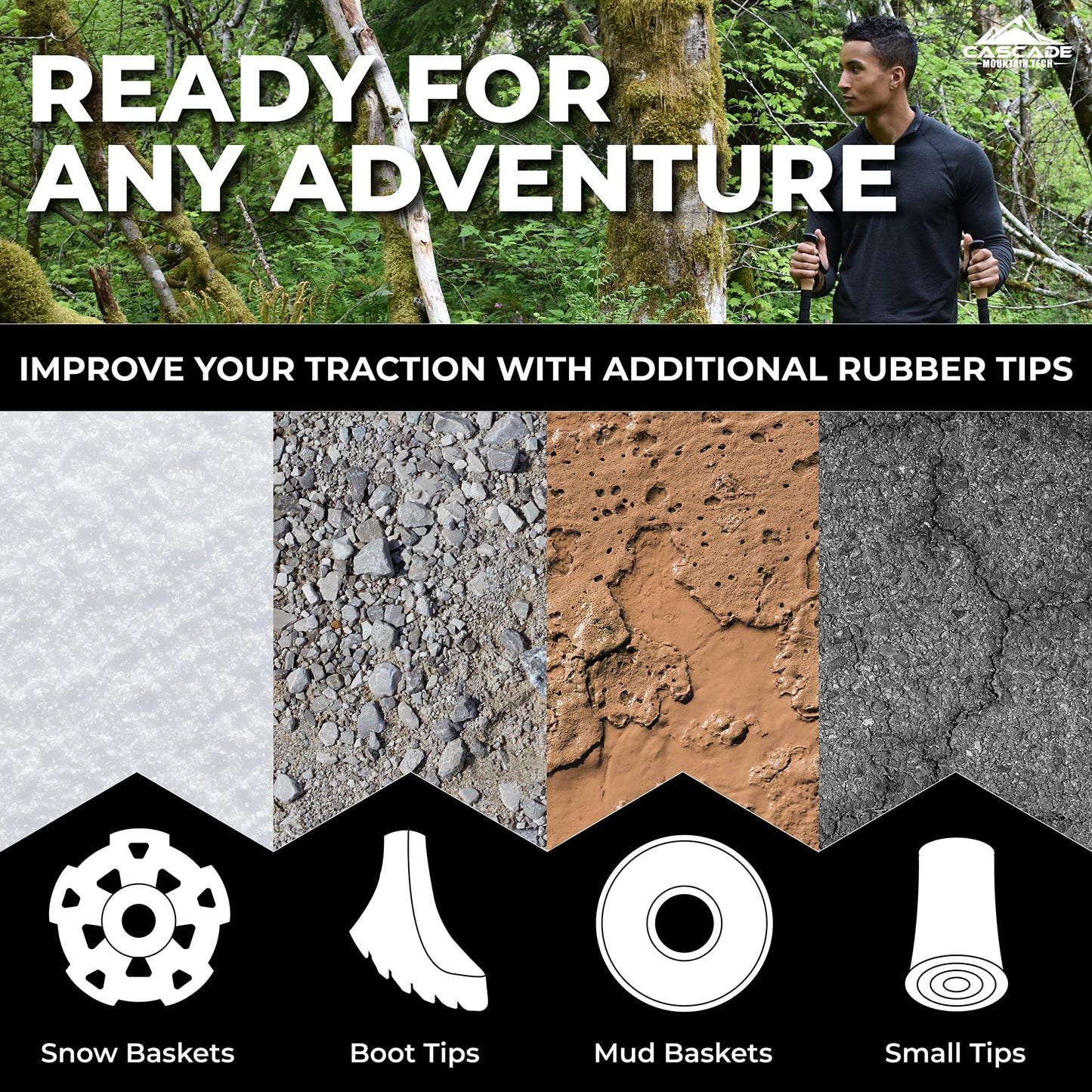 Cascade Mountain Tech Trekking Poles - Aluminum Hiking Walking Sticks with Adjustable Locks