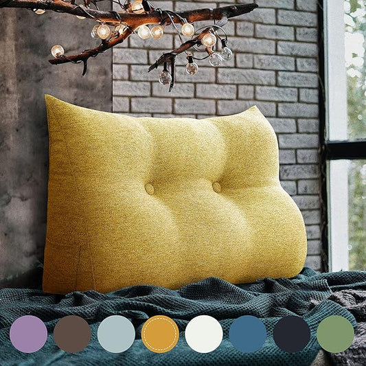 Large Triangular Cushion High Back Cushion High Back Cushion Backrest for Bed Perfect as a Cushion for Watching TV and Reading Available in Many Sizes Yellow 80 cm