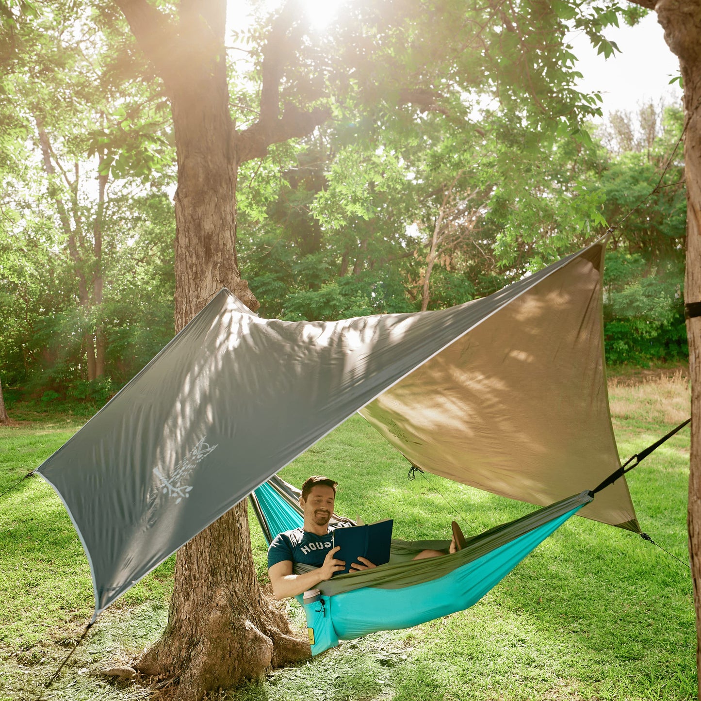 Wise Owl Outfitters Hammock Rain Fly – Waterproof Camping Tarp Cover with Tent Stakes & Carry Bag