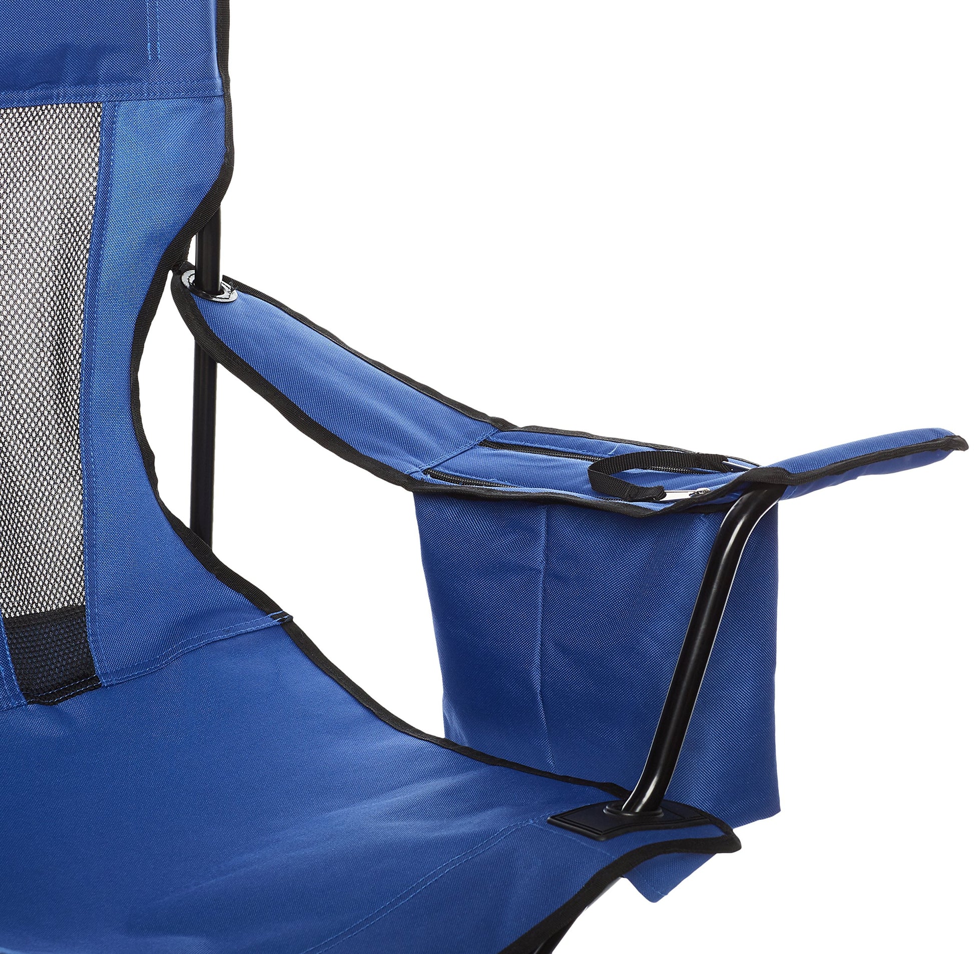 Amazon Basics Portable Folding Camping Chair with 4-Can Cooler, Side Pocket, Cup Holder, and Carry