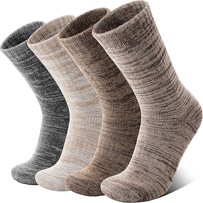 Anlisim Merino Wool Warm Boot Hiking Socks Thermal Extra Thick Winter Cozy Crew Comfy Cushioning Work Women Men Socks 4 Pairs