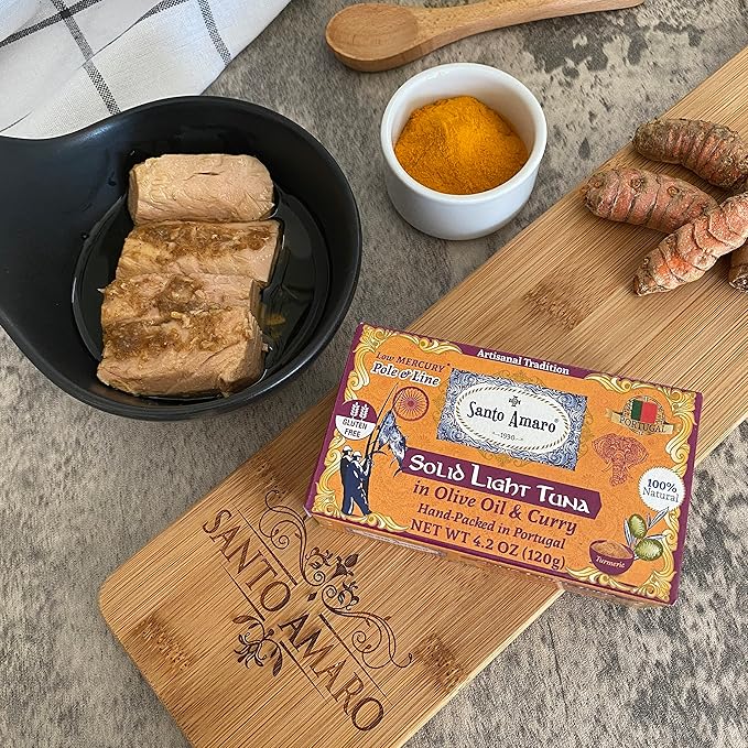 Navigator 3 Flavor Variety Pk Canned Wild Pole & Line Tuna Fillets in Olive Oil (3 Pk, 120g Ea) Turmeric Curry, Basil, Ginger - Hand-Packed Fresh in PORTUGAL - Keto - Paleo - Solid Fillets