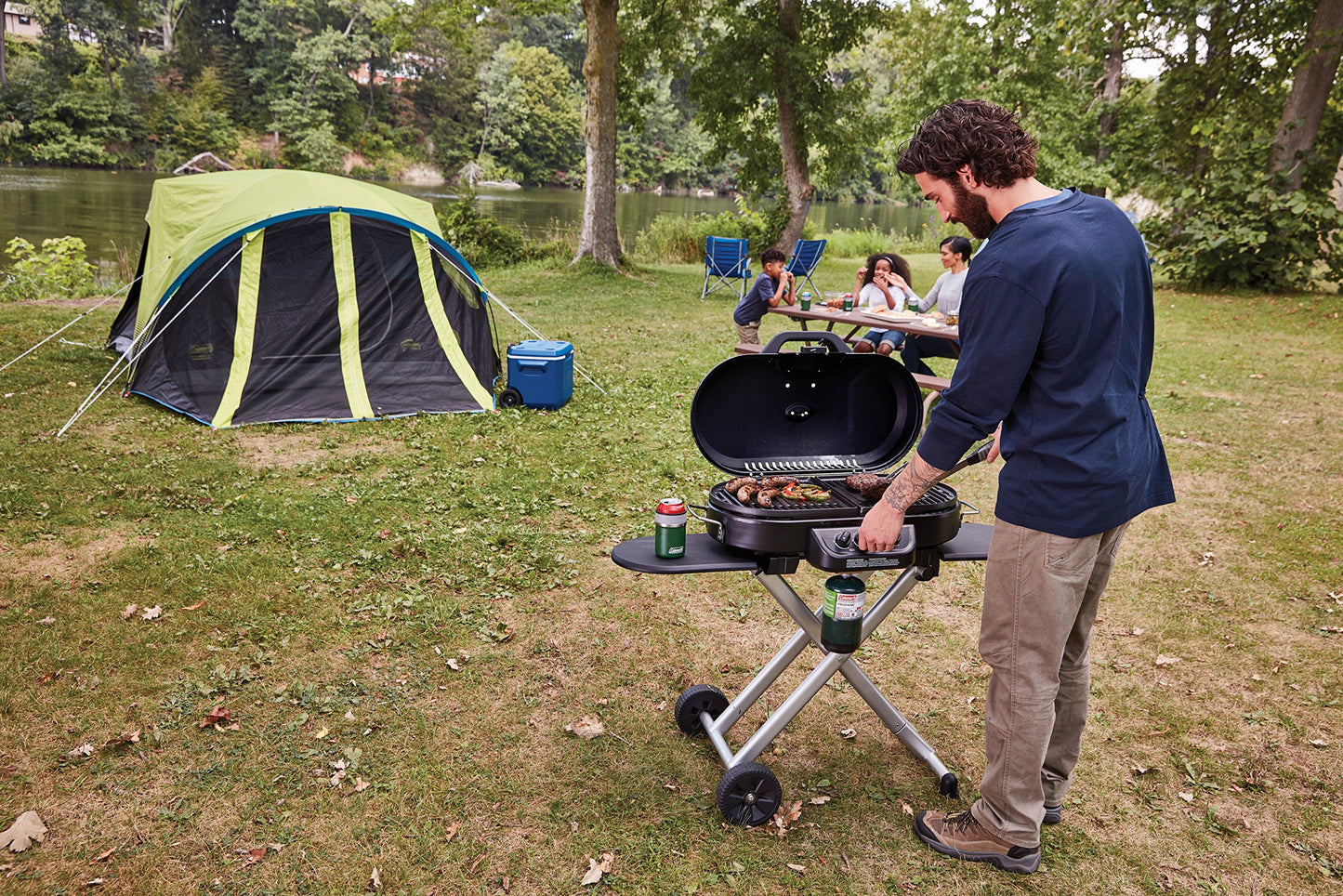 Coleman RoadTrip 285 Portable Stand-Up Propane Grill with 3 Adjustable Burners & Instastart