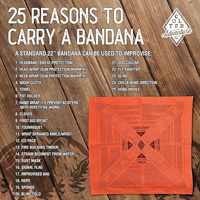 Stayin' Alive Reflective Survival Bandana - 100% Cotton & Unique Bandanas - Made In The USA - Orange