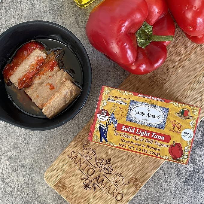 Explorer 3 Flavor Variety Pk Gourmet Wild Pole & Line Tuna Fillets in Olive Oil (3 Pk, 120g Ea) Bell Pepper, Natural Oregano, Spicy Piri Piri - Natural - Hand-Packed Fresh in PORTUGAL - Keto - Paleo