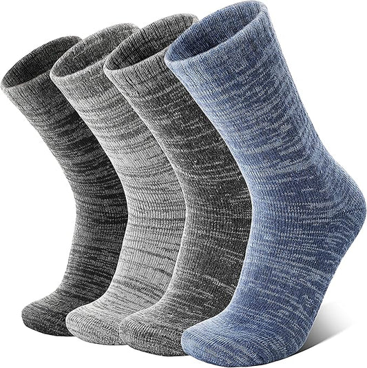 Anlisim Merino Wool Warm Boot Hiking Socks Thermal Extra Thick Winter Cozy Crew Comfy Cushioning Work Women Men Socks 4 Pairs