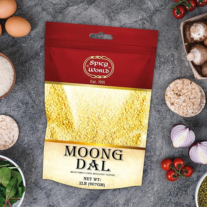 Moong Dal 2 LBS (Mung Split Dry Beans) ~ Indian Golden Lentils ~ 100% Natural & Pure - by Spicy World